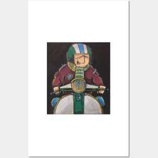 Retro Scooter, Classic Scooter, Scooterist, Scootering, Scooter Rider, Mod Art Posters and Art